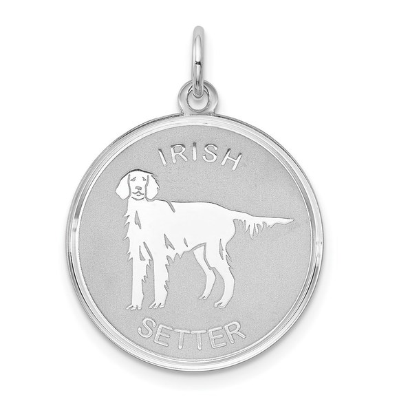 Sterling Silver Rhodium-plated Irish Setter Disc Charm - Picture 1 of 4
